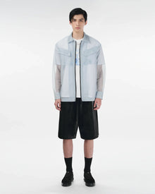 Veos Zip Blue Shirt | Recycled Fabric Mesh Streetwear Long-Sleeve