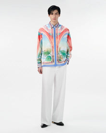 Paysage Long-Sleeved Silk Shirt | Premium Printed Silk Taffeta Cuban Collar Baroque Utopia Oasis Artwork