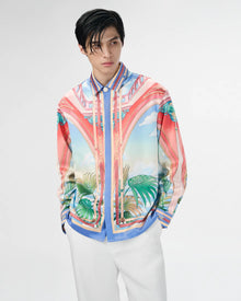 Paysage Long-Sleeved Silk Shirt | Premium Printed Silk Taffeta Cuban Collar Baroque Utopia Oasis Artwork