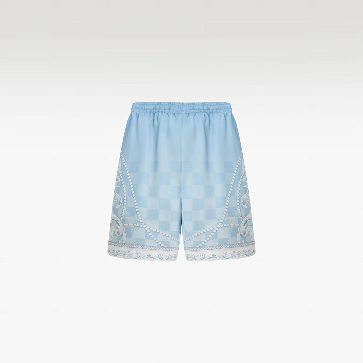 Epiphany Silk Shorts | Premium Printed Silk Tonal Checkerboard Baroque Art