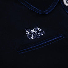 Navy Reverie Jacket |  Luxury Velvet Street Style Jacket, Signature Embroidered Decadent Bee