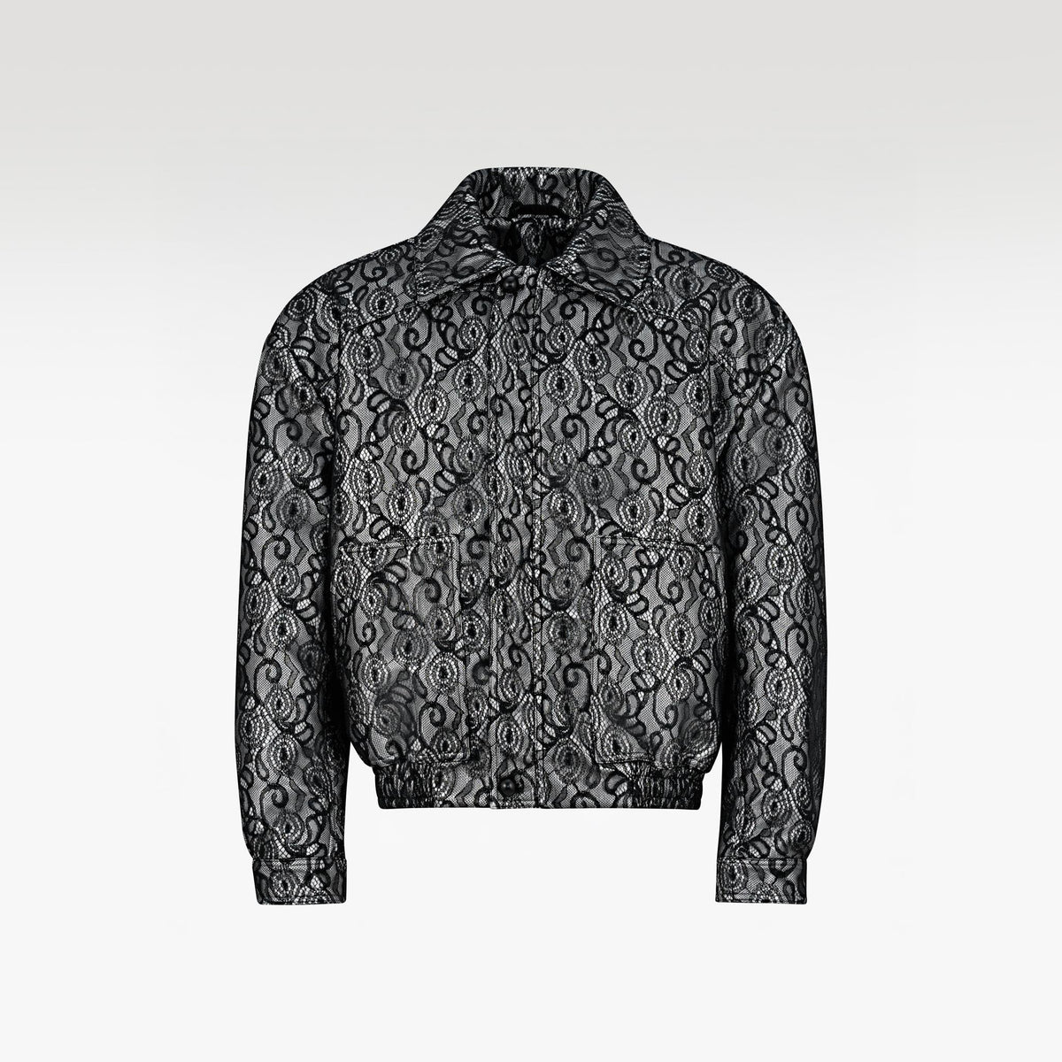 The Shadow Monarch Faux Leather Jacket | Dark Romantic Opulence Black Lace Overlay