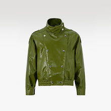 The Obsidian Cipher Faux Leather Jacket | Green Croc Faux Leather Fit