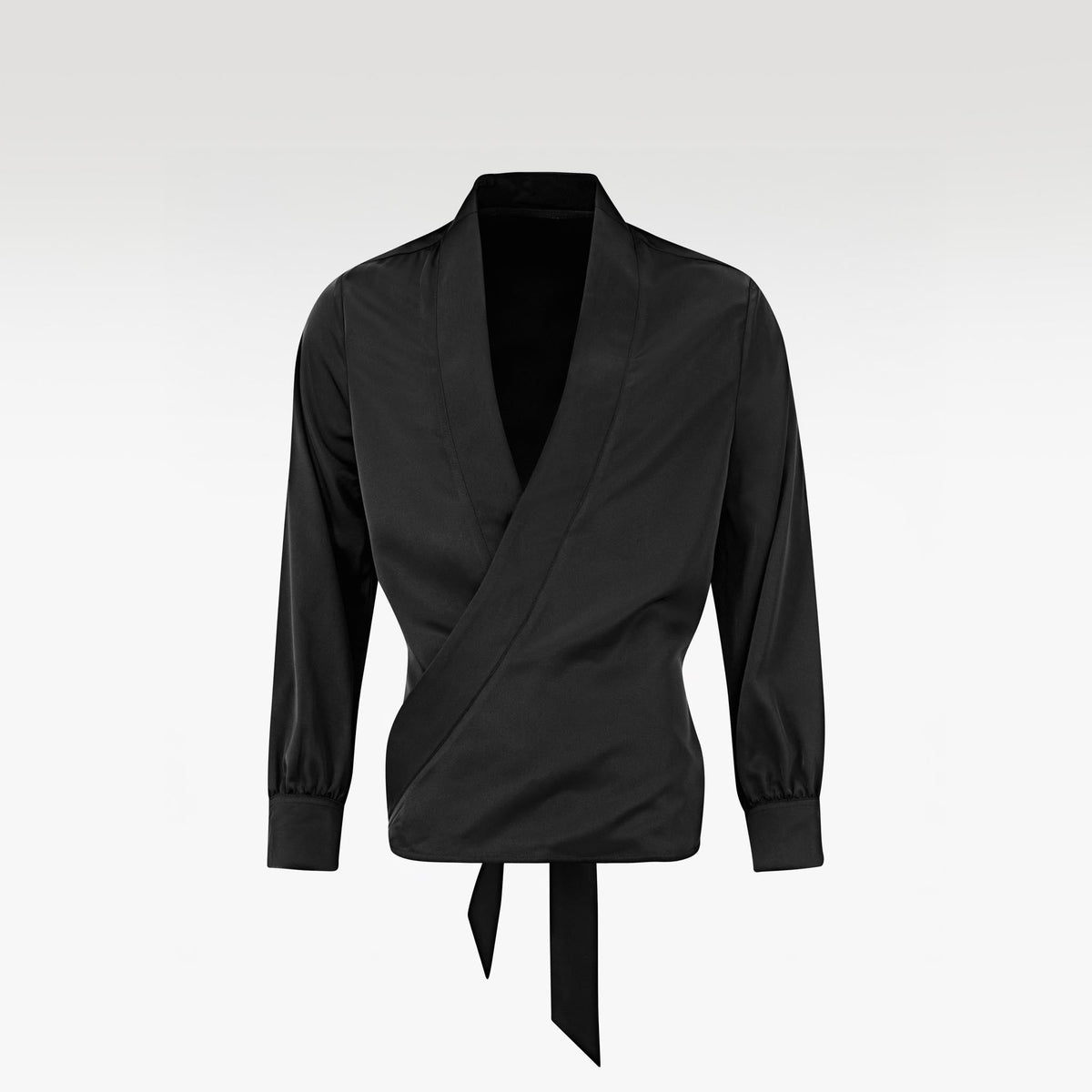 The Platinum Vault Silk Shirt | Shawl Collar Wrap Elegant Adjustable Fit