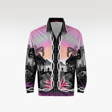 The Pink Smoke Paradise Velvet Shirt | Premium Velvet Relaxed Psychedelic
