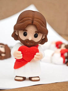 Jesus Holding Heart Keychain – Cute 3D Printed Christian Mini Figurine