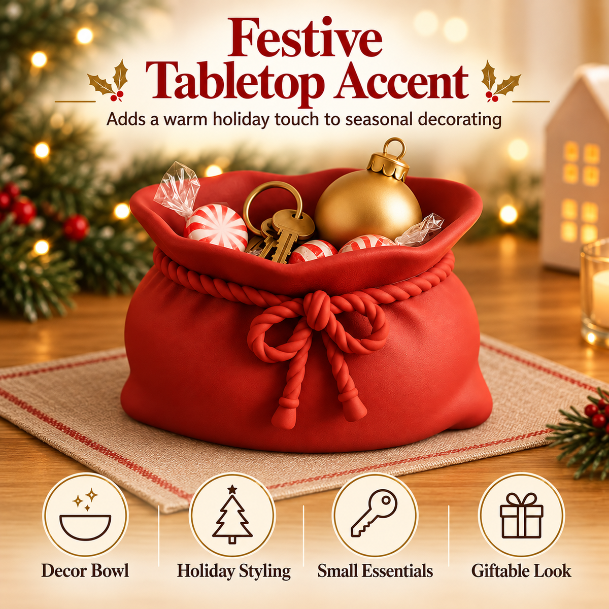 Santa Sack Christmas Candy Bowl – 3D Printed Holiday Treat Holder