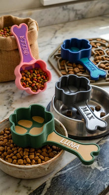 Personalized Paw & Bone Pet Food Scoop – Custom 3D Printed Dog Food Scooper