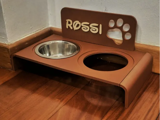 Personalized Double Pet Bowl Stand – Custom Dog & Cat Feeding Station