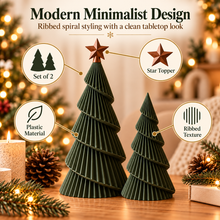 Minimalist Christmas Tree Decor – Set of 2 3D Printed Spiral Trees