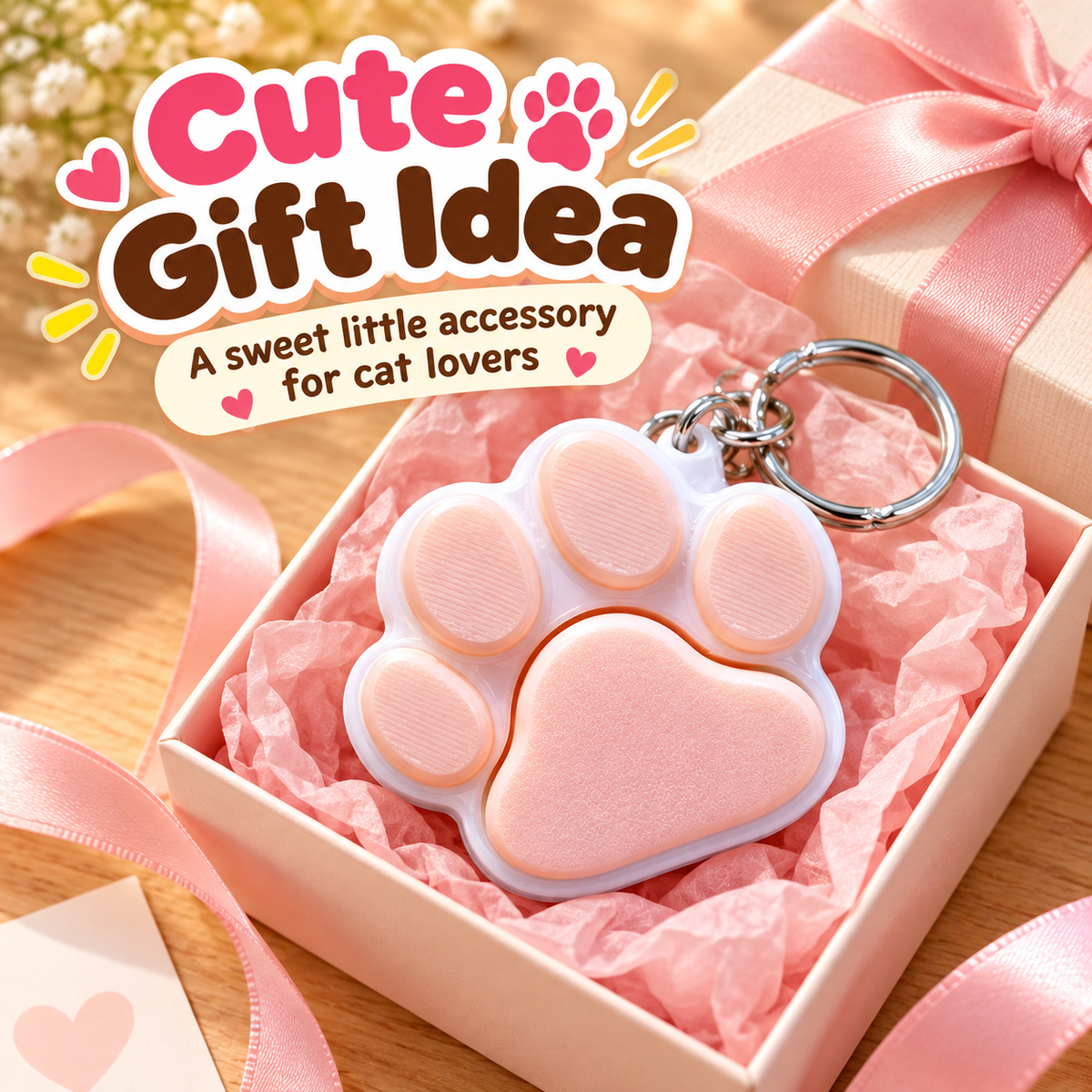 Cute Paw Print Clicker Keychain – 3D Printed Pet Paw Fidget Toy
