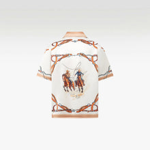 Rodeo Silk Shirt | Premium Printed Silk Taffeta Cuban Collar Short Sleeve Luxury Wild West Harness