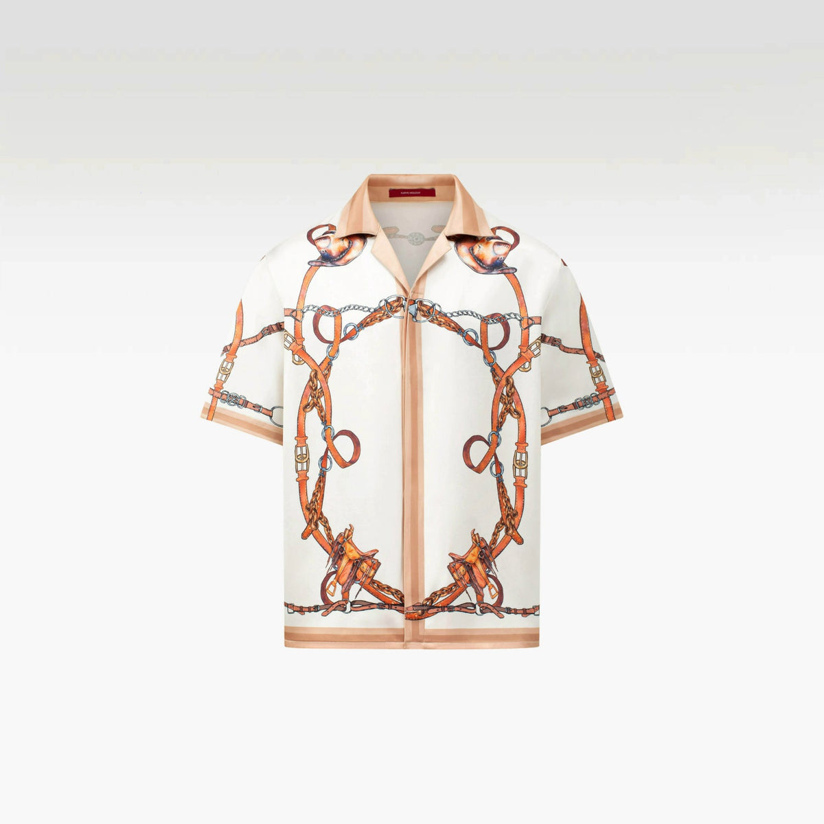 Rodeo Silk Shirt | Premium Printed Silk Taffeta Cuban Collar Short Sleeve Luxury Wild West Harness