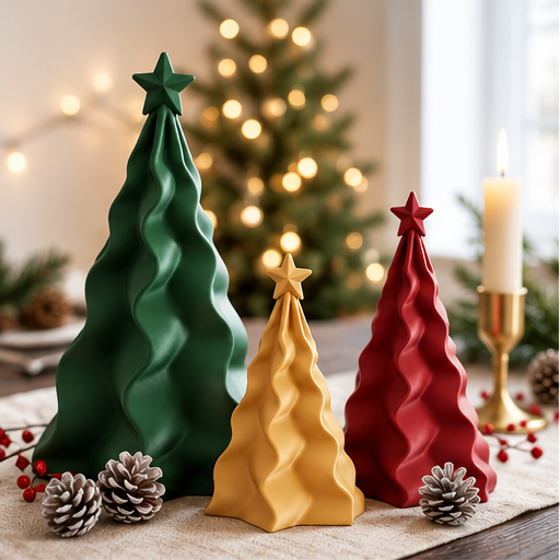 Modern Wavy Christmas Tree Decor – 3D Printed Holiday Decoration