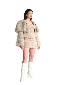 The Teddy Faux Fur Crop | Premium Caramel Textured Luxury Bolero