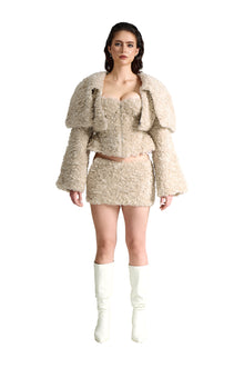 The Teddy Faux Fur Crop | Premium Caramel Textured Luxury Bolero
