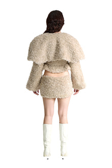 The Teddy Faux Fur Crop | Premium Caramel Textured Luxury Bolero