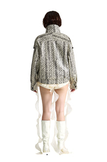 The Viper Commander Faux Leather Jacket | High-Collar Snake Print Structured Streetwear