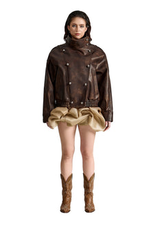 The Lobby Scene Dro Faux Leather Jacket | Bold Oversized High-Collar Street Style Piece