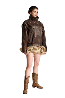 The Lobby Scene Dro Faux Leather Jacket | Bold Oversized High-Collar Street Style Piece