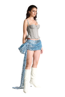 The Sovereign Peplum Corset | Premium Grey Faux Leather Structured Top