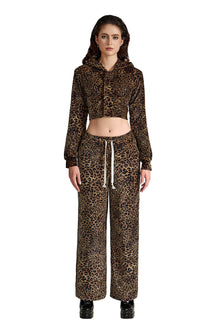 Leopard Velour Pants | Premium Leopard Print Luxury Wide-Leg