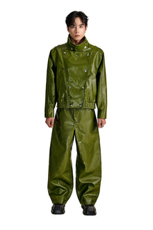The Obsidian Cipher PU Leather Pants | Green Croc Faux Leather Fit