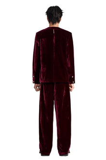 The Carmine Crush Velvet Blazer | Premium Velvet Structured Statement