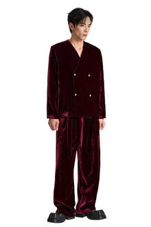 The Carmine Crush Velvet Blazer | Premium Velvet Structured Statement