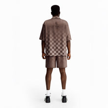 Clay Horizon Silk Shirt | Printed Silk Short-Sleeve Luxury Blurred Monogram