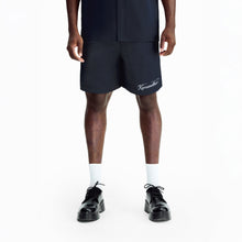 Obsidian Dust Silk Shorts | Premium Printed Silk Taffeta Black Camp Collar