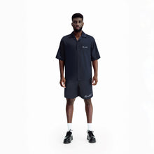 Obsidian Dust Silk Shirt | Premium Printed Silk Taffeta Black Cuban Collar