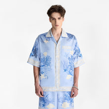 Rococo Coraline Blue Silk Shirt | Premium Printed Silk Refined Streetstyle Mermaid