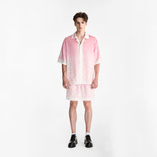 Epiphany Silk Shirt | Premium Printed Silk Cuban Collar Baroque Checkerboard Gradient Pink
