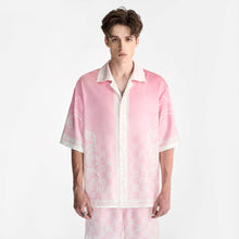 Epiphany Silk Shirt | Premium Printed Silk Cuban Collar Baroque Checkerboard Gradient Pink