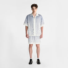 Epiphany Silk Shorts | Premium Printed Silk Tonal Checkerboard Gradient Grey