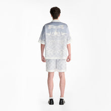 Epiphany Silk Shirt | Premium Printed Silk Cuban Collar Baroque Checkerboard Gradient Grey