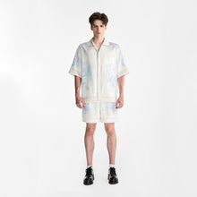 Rococo Coraline White Silk Shirt | Premium Printed Silk Taffeta White Base Ocean