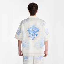 Rococo Coraline White Silk Shirt | Premium Printed Silk Taffeta White Base Ocean