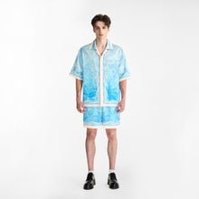 Iridescent Mosaic Silk Shirt | Premium Printed Silk Ocean Opulence Turquoise Pearl Gradient