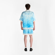 Iridescent Mosaic Silk Shirt | Premium Printed Silk Ocean Opulence Turquoise Pearl Gradient