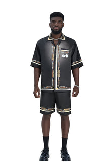 Black Ace Silk Shirt | Printed Silk Cuban Collar Short Sleeve Decadent Dice Game