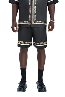 Black Ace Silk Shorts | Printed Silk Relaxed Fit Decadent Dice Game