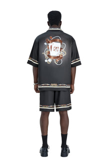Black Ace Silk Shirt | Printed Silk Cuban Collar Short Sleeve Decadent Dice Game