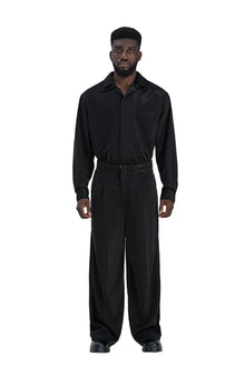 Luna Noir Trousers | Premium Obsidian Black Textured Shimmer Finish