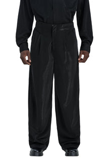 Luna Noir Trousers | Premium Obsidian Black Textured Shimmer Finish