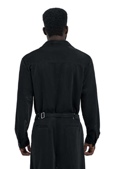 Luna Noir Shirt | Premium Obsidian Black Textured Shimmer Finish