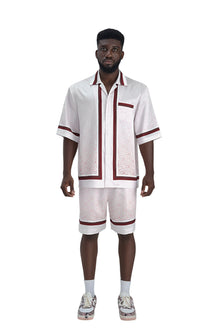 K Mania Red Silk Shirt | Printed Silk Short-Sleeve Luxury Monogram Design