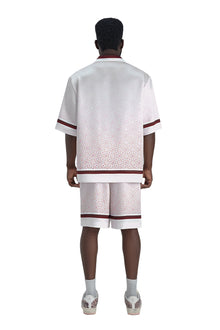 K Mania Red Silk Shirt | Printed Silk Short-Sleeve Luxury Monogram Design