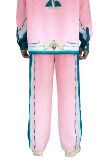 Fancy Duke Silk Pants | Decadent Printed Silk Taffeta Pants Jeweled Beetle Print